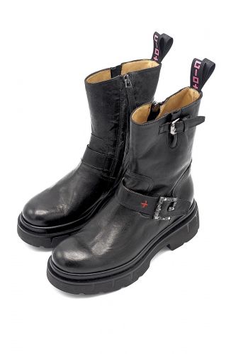 Boots biket en cuir noir GIO+ | Marine