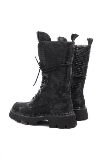Bottes biker noires effet croco GIO+ | Marine