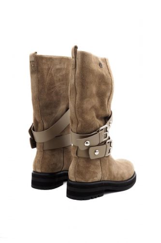Bottes en daim taupe à doubles boucles GIO+ | MARINE Auvelais