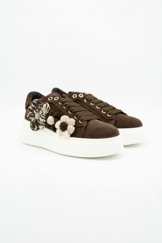 GIO+ basket bas Brun femmes (brun fleurs - PIA marron fleurs) - Marine | Much more than shoes