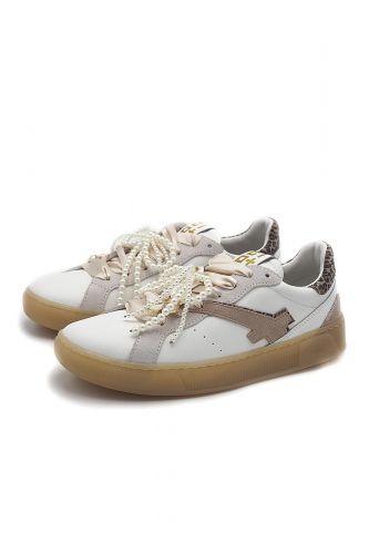 Baskets en cuir & nubuk blanc GIO+ | Marine