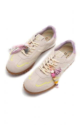 GIO+ basket bas Camel femmes (semelle fine camel clair fine ligne jaun - CIEL016 cannelle + jaune fluo) - Marine | Much more than shoes