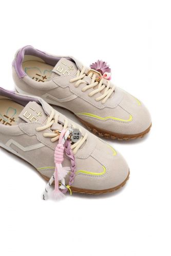 GIO+ basket bas Camel femmes (semelle fine camel clair fine ligne jaun - CIEL016 cannelle + jaune fluo) - Marine | Much more than shoes