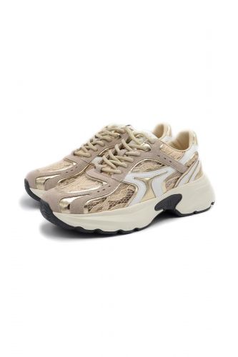 GIO+ basket bas Camel femmes (semelle runner cuir & dentelle camel cla - DALIA14 dentelle camel) - Marine | Much more than shoes