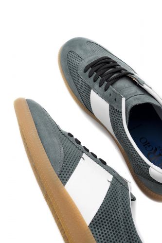 Giorgio 1958 basket bas Bleu hommes (basket semelle plate - 82103 bande côté - petrole) - Marine | Much more than shoes