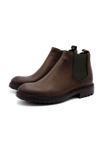 Boots Chelsea en cuir brun avec élastique vert GIORGIO 1958 | MARINE Auvelais