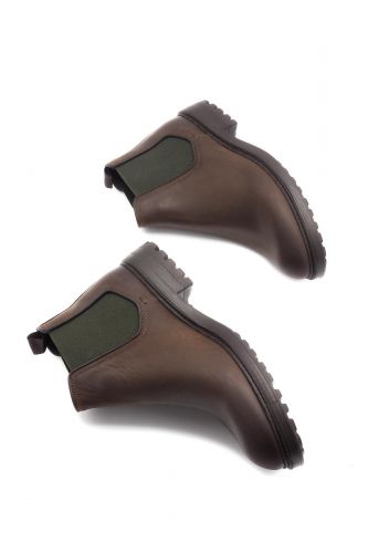 Boots Chelsea en cuir brun avec élastique vert GIORGIO 1958 | MARINE Auvelais