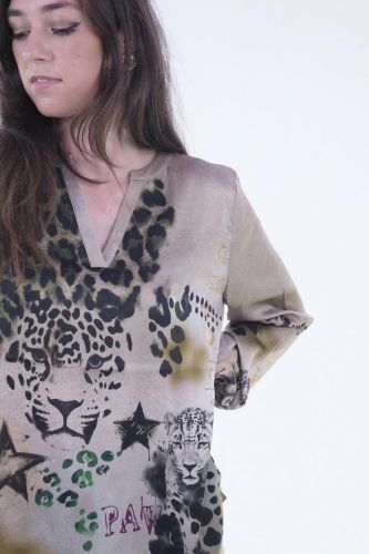 Blouse gold à motifs léo GRACE | Marine