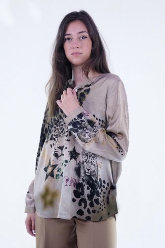 Blouse gold à motifs léo GRACE | Marine