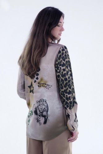 Blouse gold à motifs léo GRACE | Marine