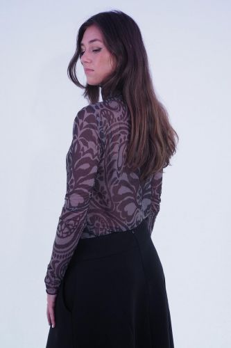 Blouse transparente seconde peau grise avec dessin tatoo GRACE | Marine