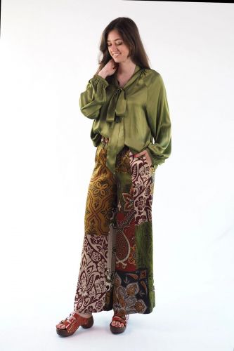 Blouse verte olive à nouette GRACE | Marine