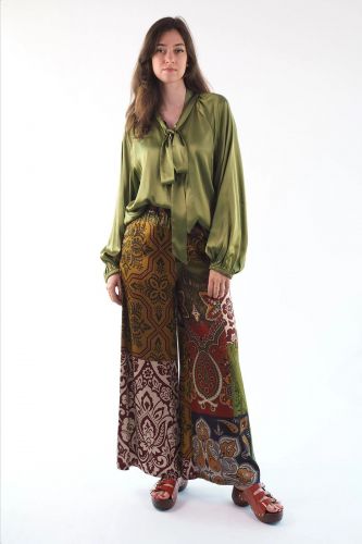 Blouse verte olive à nouette GRACE | Marine