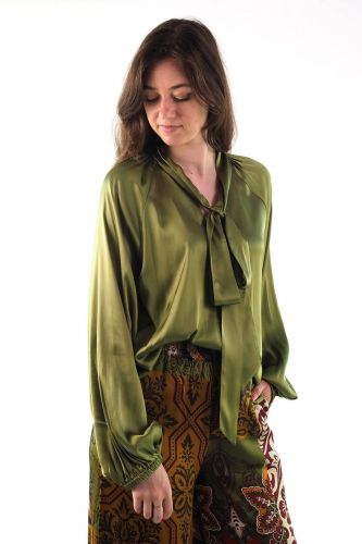 Blouse verte olive à nouette GRACE | Marine