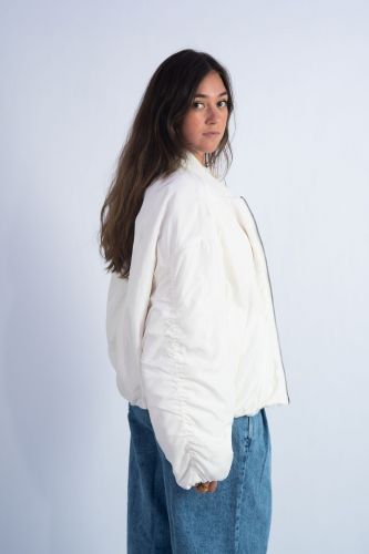 Grace manteau Ecru femmes (Bomber reversible - 5112 teddy / nylon) - Marine | Much more than shoes