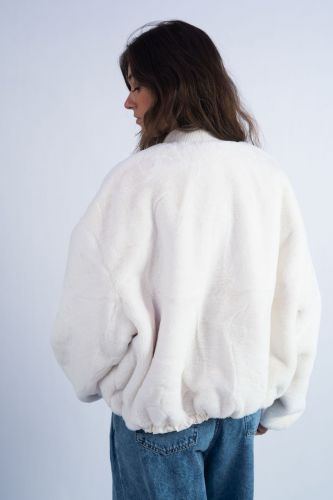 Grace manteau Ecru femmes (Bomber reversible - 5112 teddy / nylon) - Marine | Much more than shoes