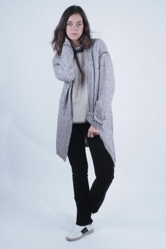 Grace cardigan Gris femmes (Cardigan long nounours - 1139) - Marine | Much more than shoes