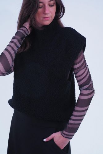 Débardeur tissu bouclette noir GRACE | Marine