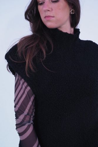 Débardeur tissu bouclette noir GRACE | Marine