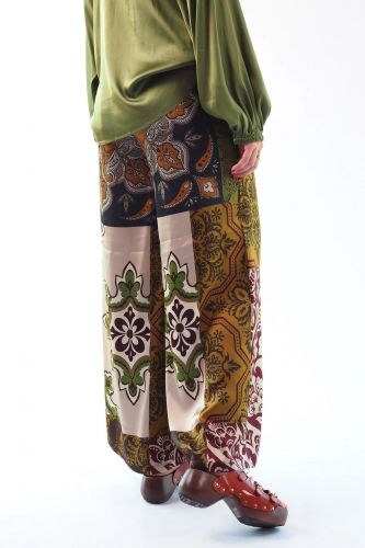 Pantalon à imprimé paisley kaki GRACE | Marine