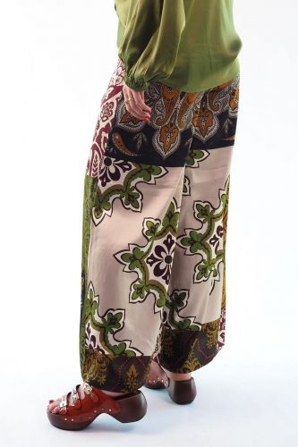 Pantalon à imprimé paisley kaki GRACE | Marine