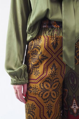 Pantalon à imprimé paisley kaki GRACE | Marine