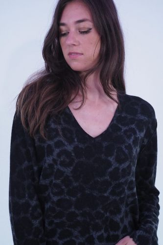 Pull fin à motifs léo GRACE | Marine