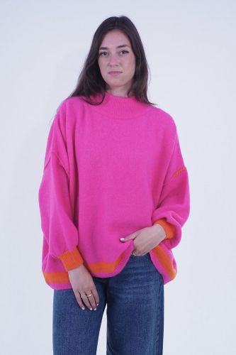 Pull oversize fuschia avec détails orange GRACE | Marine