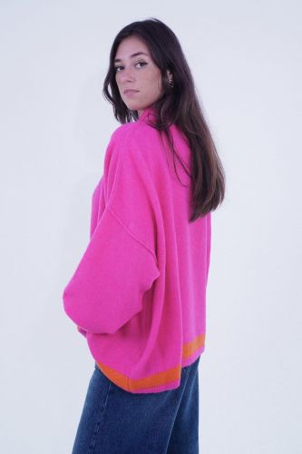 Pull oversize fuschia avec détails orange GRACE | Marine