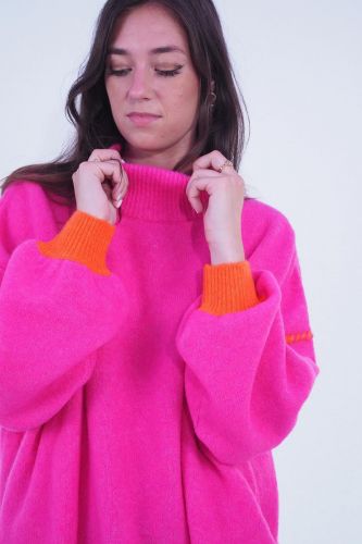 Pull oversize fuschia avec détails orange GRACE | Marine