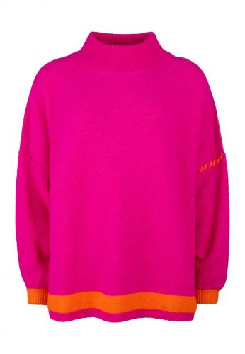 Pull oversize fuschia avec détails orange GRACE | Marine