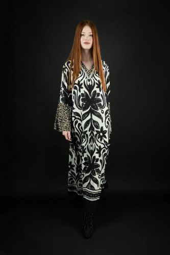 Grace robe Noir/beige