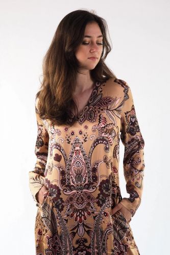 Robe imprimé paisley camel GRACE | Marine