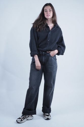 Haikure jumpsuit Noir femmes (Jumpsuit jeans chemise - TESSIE jumpsuit noire) - Marine | Much more than shoes