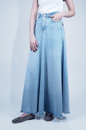 Jupe maxi longue en jeans bleu HAIKURE | Marine