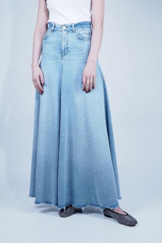 Jupe maxi longue en jeans bleu HAIKURE | Marine