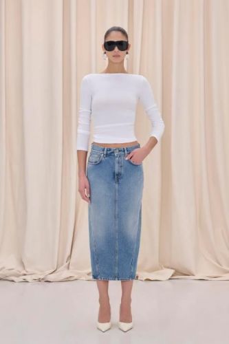 Haikure jupe Jeans femmes (Jupe longue sirène heavenly blue - RICKA ouverture arrière) - Marine | Much more than shoes