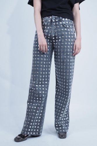 Haikure pantalon Gris femmes (Studs plat limited edition - WINONA gris studs) - Marine | Much more than shoes