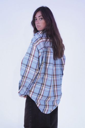 Haikure chemise Bleu femmes (Surchemise carreaux ciel kaki - NELSON) - Marine | Much more than shoes