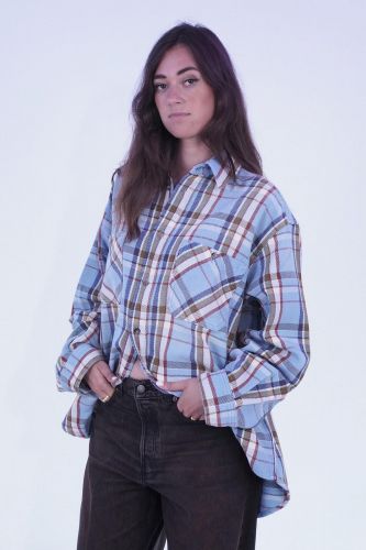 Haikure chemise Bleu femmes (Surchemise carreaux ciel kaki - NELSON) - Marine | Much more than shoes