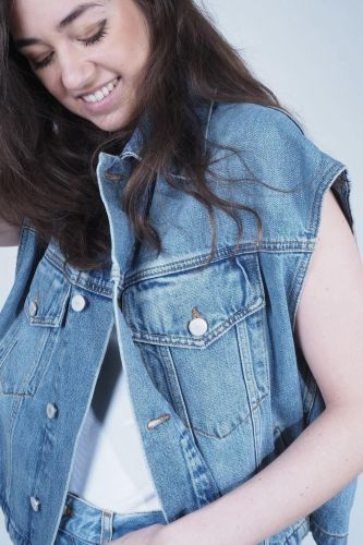 Veste en jeans sans manches HAIKURE | Marine