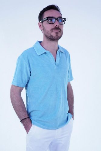 Polo en éponge bleu ciel HERO SEVEN | Marine