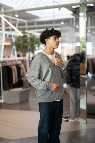 Cardigan zip à capuche gris HERO SEVEN | Marine