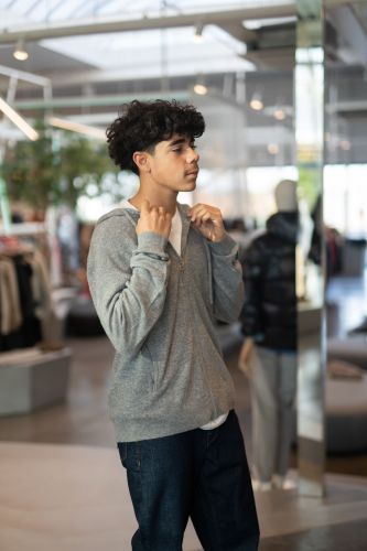 Cardigan zip à capuche gris HERO SEVEN | Marine