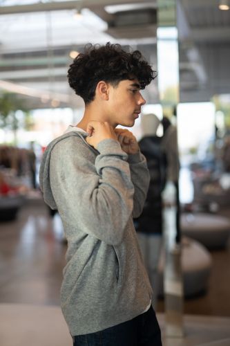 Cardigan zip à capuche gris HERO SEVEN | Marine