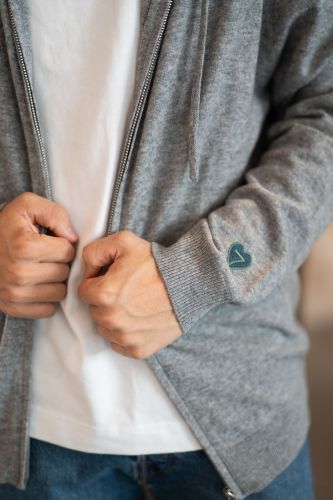 Cardigan zip à capuche gris HERO SEVEN | Marine