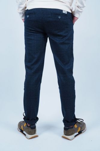 Pantalon chino bleu à carreaux HERO SEVEN | Marine