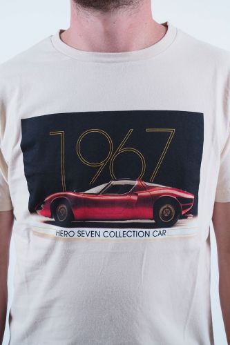 T-shirt blanc Collection Car HERO SEVEN | Marine