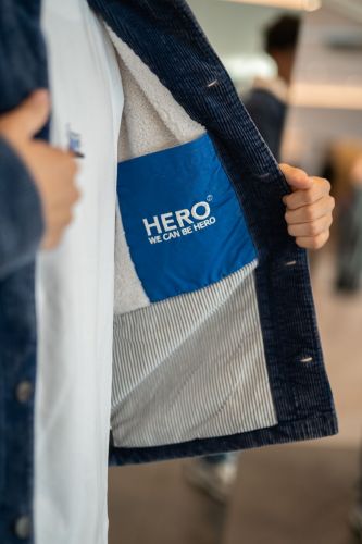 Veste en velours bleu et col teddy HERO SEVEN | Marine