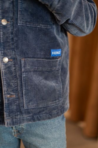 Veste en velours bleu et col teddy HERO SEVEN | Marine